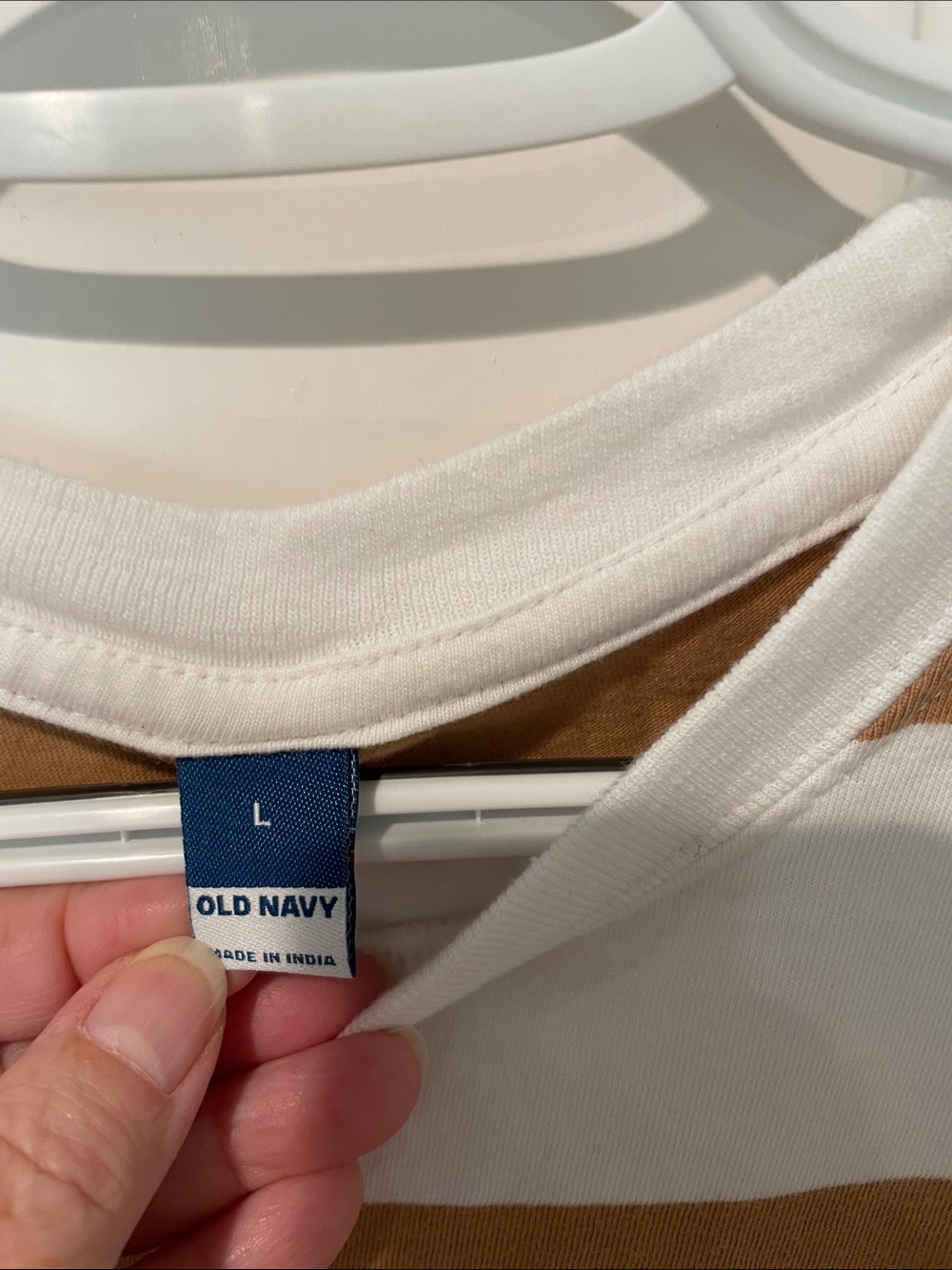 Old Navy Brown & White Striped Short Sleeve Tee - Picture 2 of 3